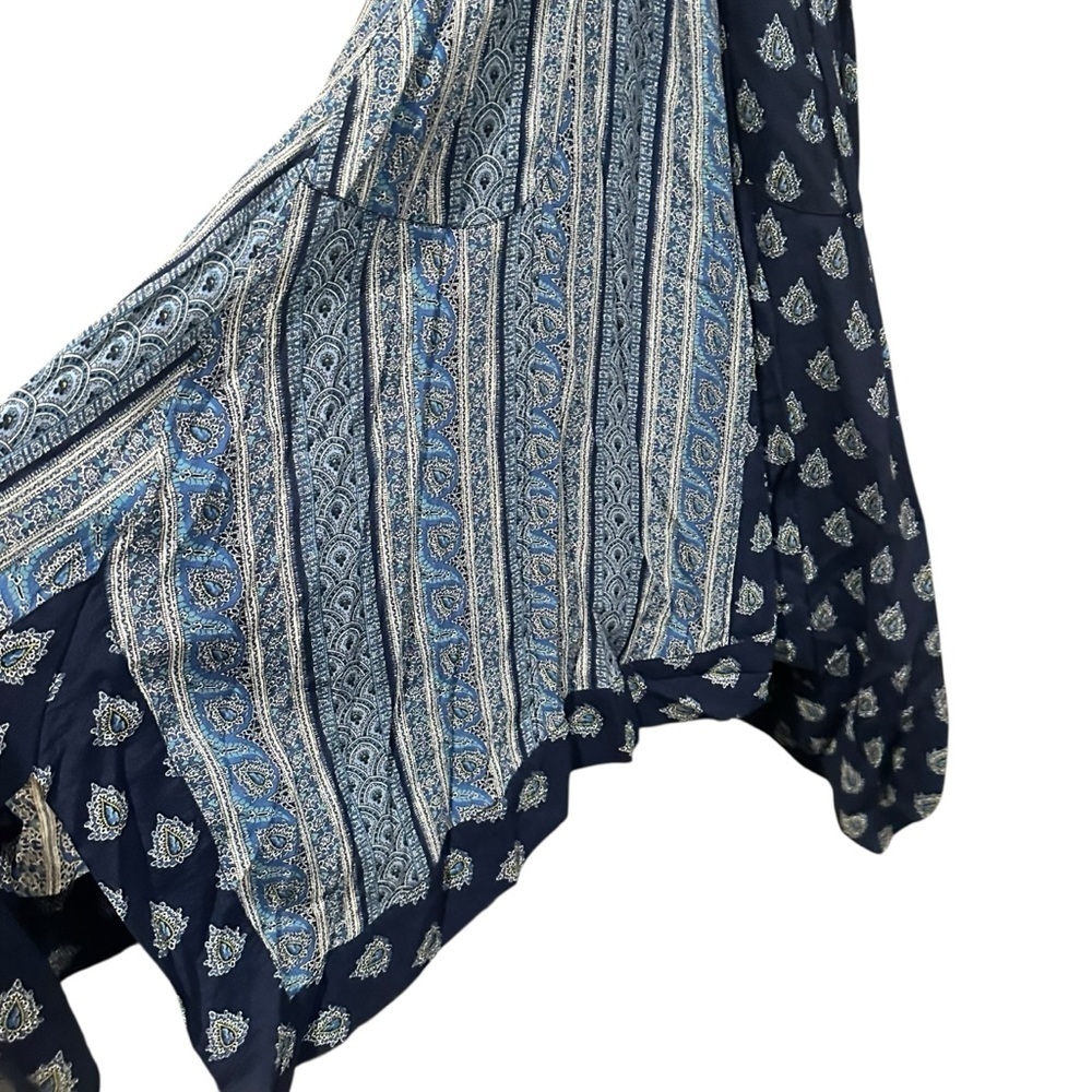 Anthropologie Maeve Eclipsed Midi Dress Stripe Paisley Mixed Print Blue Size 4 - Picture 3 of 12